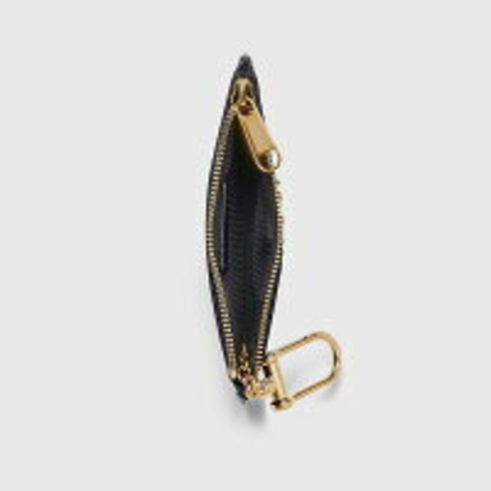 Gucci Script Zip Key Case Wallet Black Leather - image 2